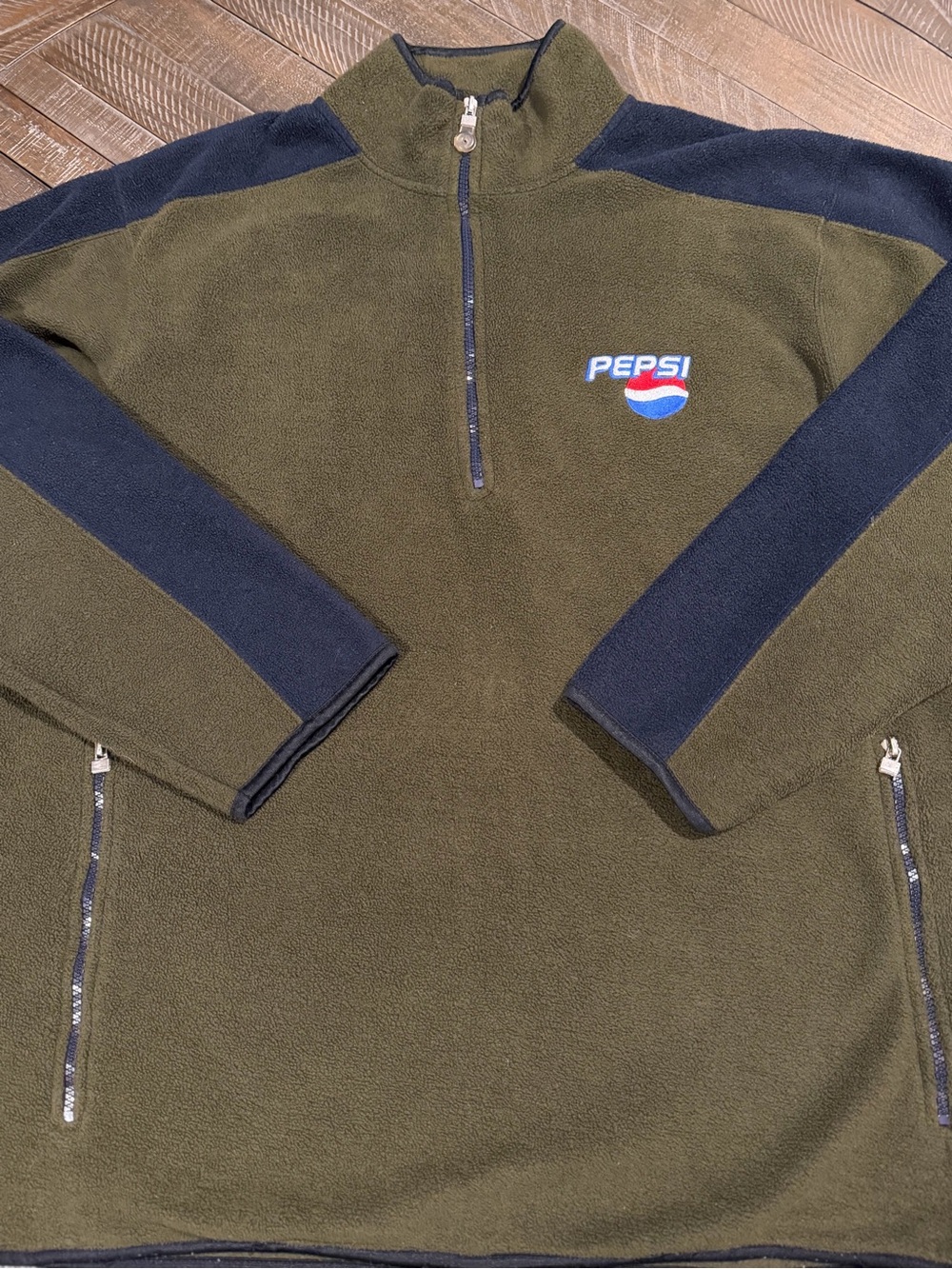 Pepsi Olive Green & Navy Quarter-Zip Fleece Pullover